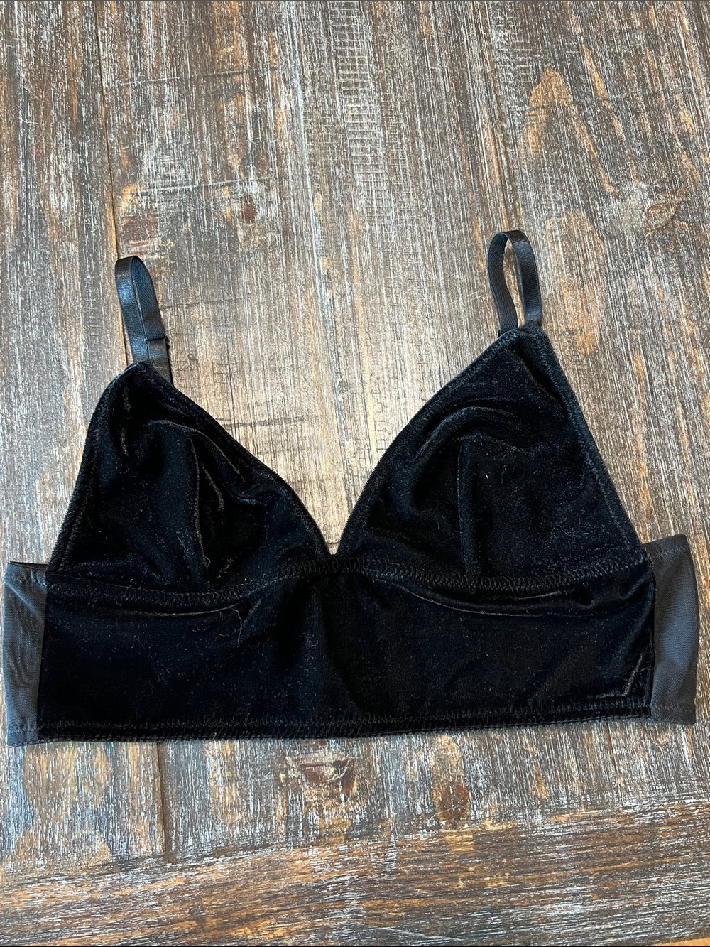 Youmita Black Velvet Triangle Bralette